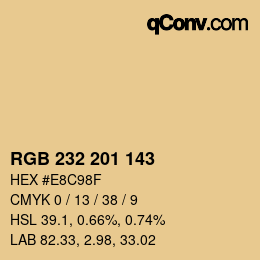 Color code: RGB 232 201 143 | qconv.com