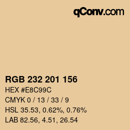 カラーコード: RGB 232 201 156 | qconv.com