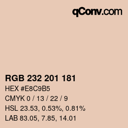Color code: RGB 232 201 181 | qconv.com