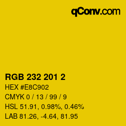 Color code: RGB 232 201 2 | qconv.com