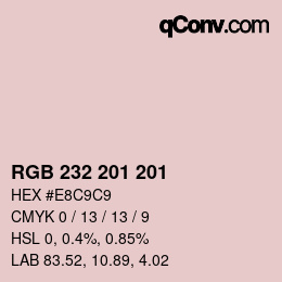 Color code: RGB 232 201 201 | qconv.com