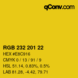 Color code: RGB 232 201 22 | qconv.com