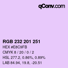 Color code: RGB 232 201 251 | qconv.com