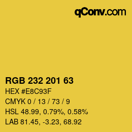 Color code: RGB 232 201 63 | qconv.com