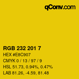 Color code: RGB 232 201 7 | qconv.com