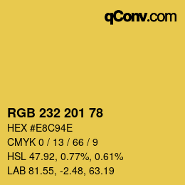 Color code: RGB 232 201 78 | qconv.com