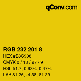 颜色代码: RGB 232 201 8 | qconv.com