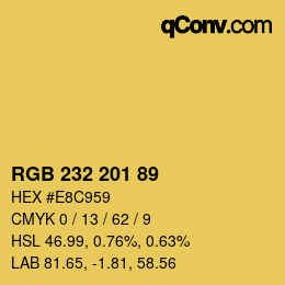 Color code: RGB 232 201 89 | qconv.com