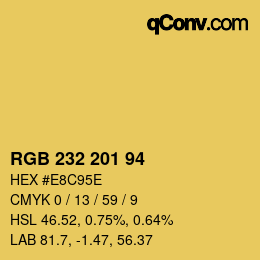 Color code: RGB 232 201 94 | qconv.com