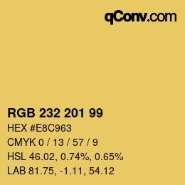 Color code: RGB 232 201 99 | qconv.com