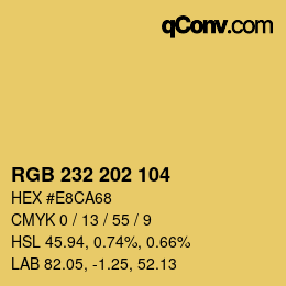 Color code: RGB 232 202 104 | qconv.com