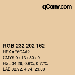Color code: RGB 232 202 162 | qconv.com