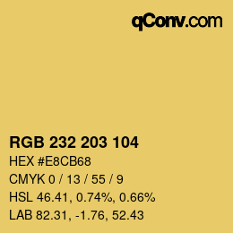 Color code: RGB 232 203 104 | qconv.com