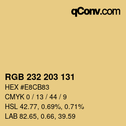 Farbcode: RGB 232 203 131 | qconv.com