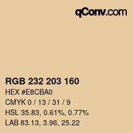 Color code: RGB 232 203 160 | qconv.com