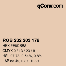 颜色代码: RGB 232 203 178 | qconv.com