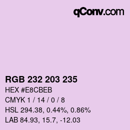 Color code: RGB 232 203 235 | qconv.com