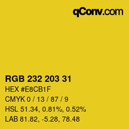 Color code: RGB 232 203 31 | qconv.com
