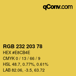 Color code: RGB 232 203 78 | qconv.com
