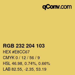 Color code: RGB 232 204 103 | qconv.com