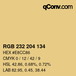 カラーコード: RGB 232 204 134 | qconv.com