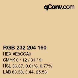 Color code: RGB 232 204 160 | qconv.com