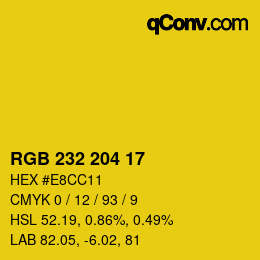 Color code: RGB 232 204 17 | qconv.com