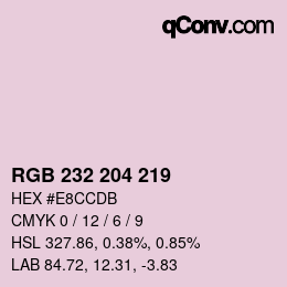 Color code: RGB 232 204 219 | qconv.com