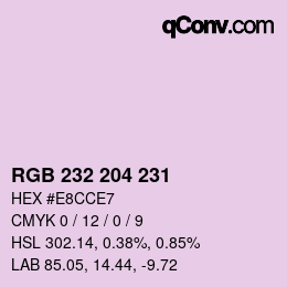 Color code: RGB 232 204 231 | qconv.com