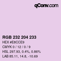 カラーコード: RGB 232 204 233 | qconv.com