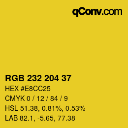 Color code: RGB 232 204 37 | qconv.com