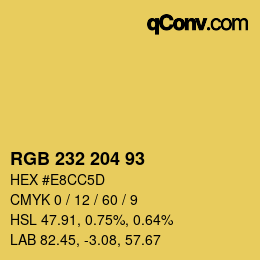 Color code: RGB 232 204 93 | qconv.com