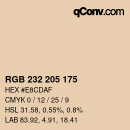 カラーコード: RGB 232 205 175 | qconv.com