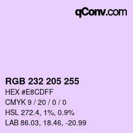 カラーコード: RGB 232 205 255 | qconv.com