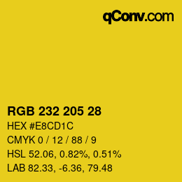 Color code: RGB 232 205 28 | qconv.com