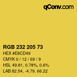Color code: RGB 232 205 73 | qconv.com