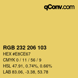 Color code: RGB 232 206 103 | qconv.com