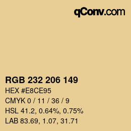 Color code: RGB 232 206 149 | qconv.com