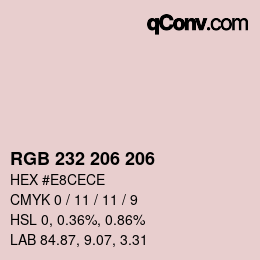 颜色代码: RGB 232 206 206 | qconv.com