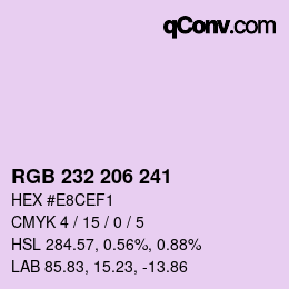 Color code: RGB 232 206 241 | qconv.com