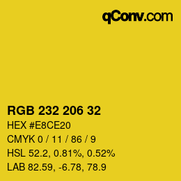 Color code: RGB 232 206 32 | qconv.com