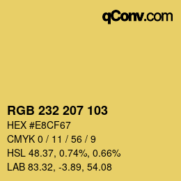Farbcode: RGB 232 207 103 | qconv.com