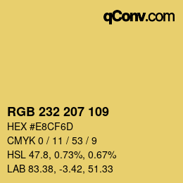 Color code: RGB 232 207 109 | qconv.com