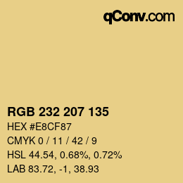 Color code: RGB 232 207 135 | qconv.com