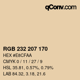 Color code: RGB 232 207 170 | qconv.com