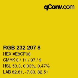 颜色代码: RGB 232 207 8 | qconv.com