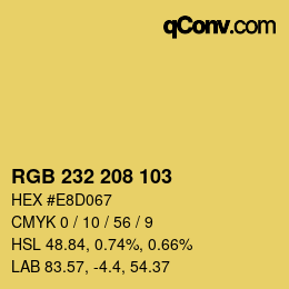 Color code: RGB 232 208 103 | qconv.com