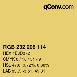 Color code: RGB 232 208 114 | qconv.com