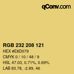 Color code: RGB 232 208 121 | qconv.com