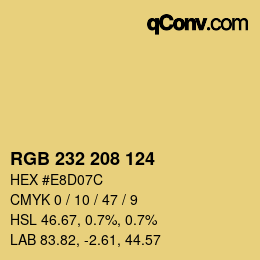 Color code: RGB 232 208 124 | qconv.com